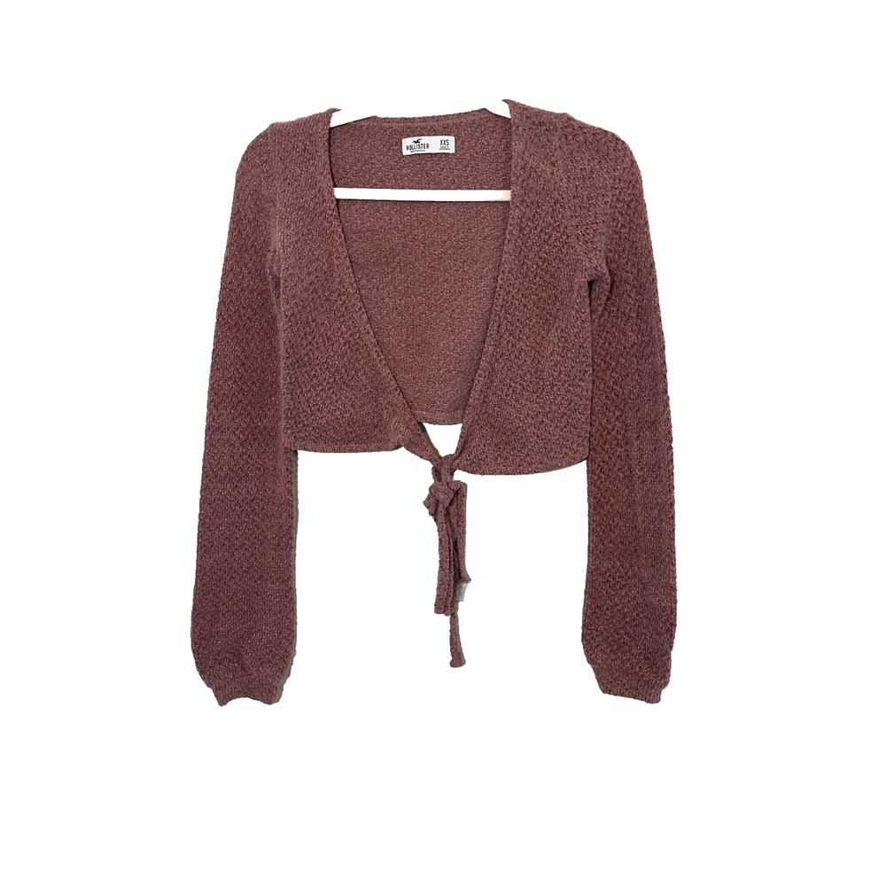 Hollister Knit Crop Wrap Sweater Pink XXS Y2K Feminine Festival Cottage 90s